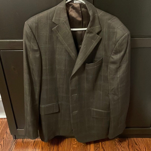 Mens Oscar de la Renta 100 % wool mens brown blazer. Size 42R. - Picture 1 of 7
